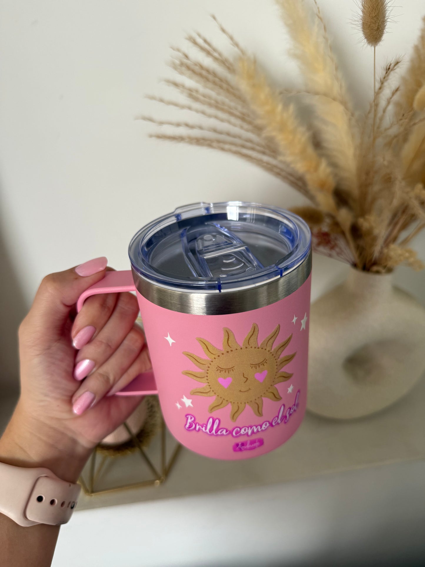 Termo tipo mug - Sol y luna rosado 350 ml