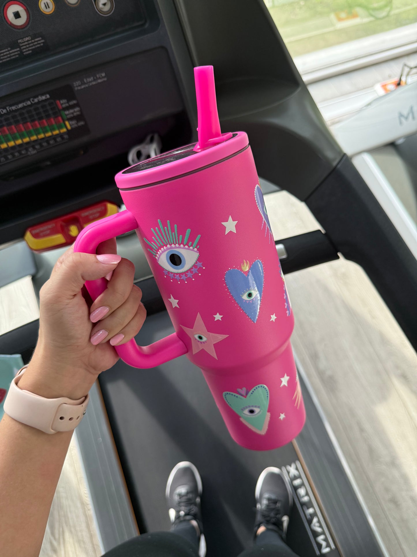 Termo tipo Stanley - Ojitos y Corazones Fucsia 1200 ml