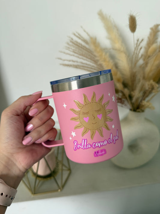 Termo tipo mug - Sol y luna rosado 350 ml