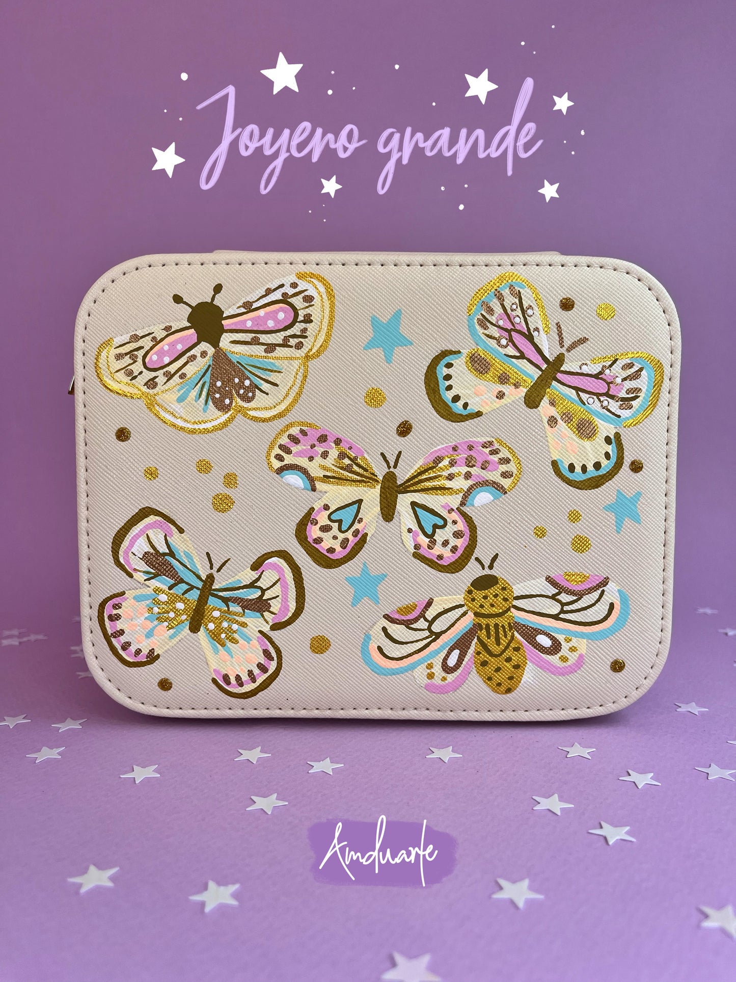 Joyero grande mariposas beige