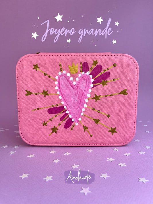 Joyero grande corazón rosado