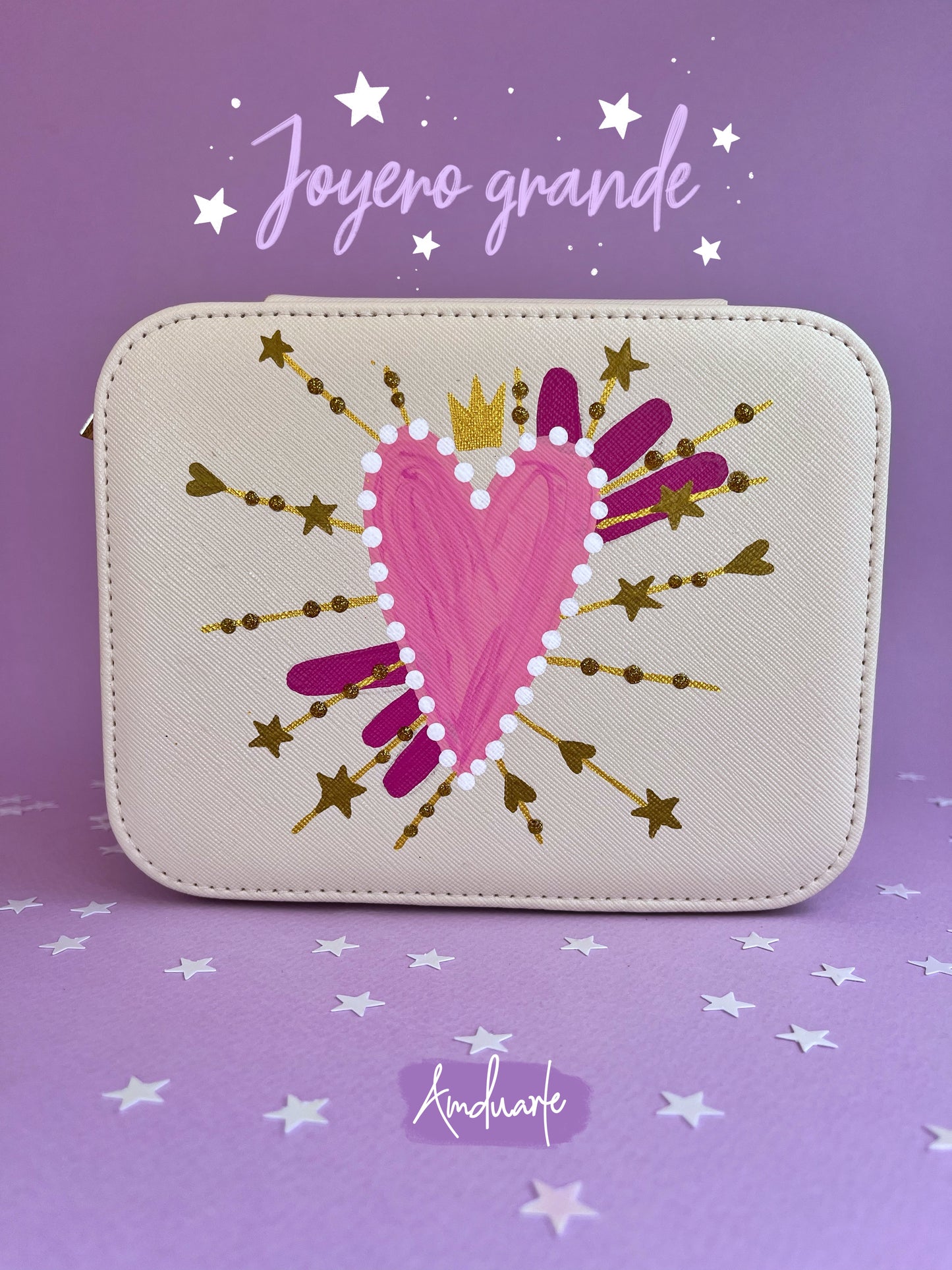 Joyero grande corazón beige