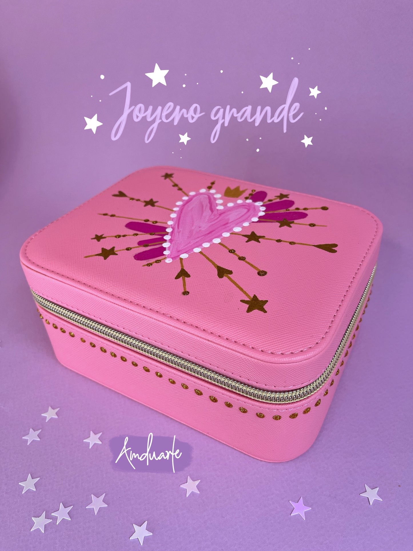 Joyero grande corazón rosado