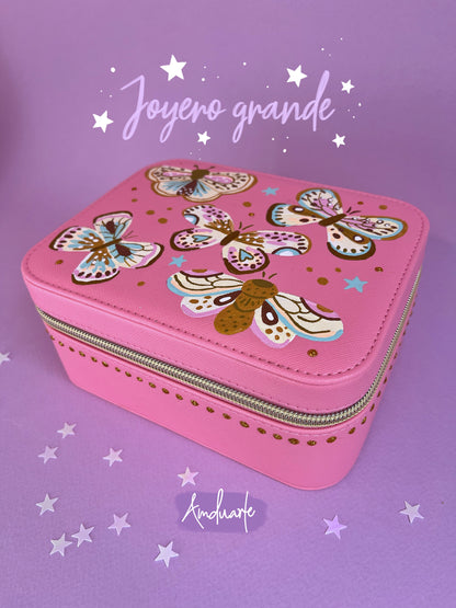 Joyero grande mariposas rosado