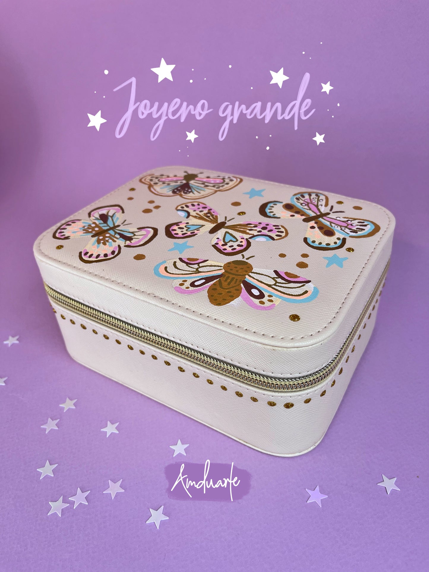 Joyero grande mariposas beige